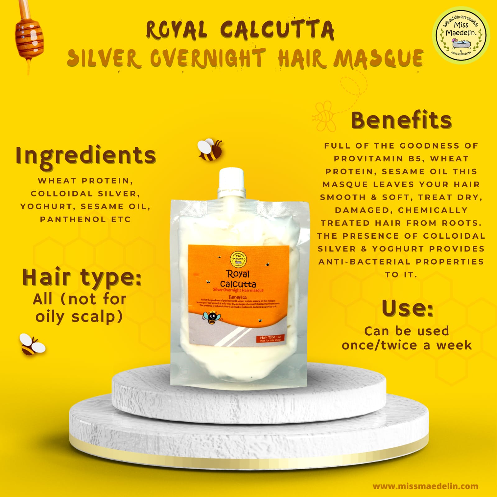 Royal Calcutta Silver Overnight Hair masque (100gm refill pack) - Miss  Maedelin
